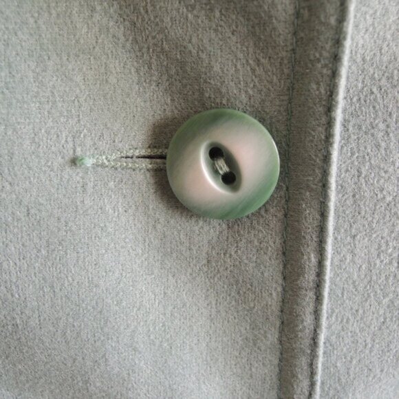 Vintage 70s Lanson ILGWU Light Green Trench Coat S - Picture 6 of 12